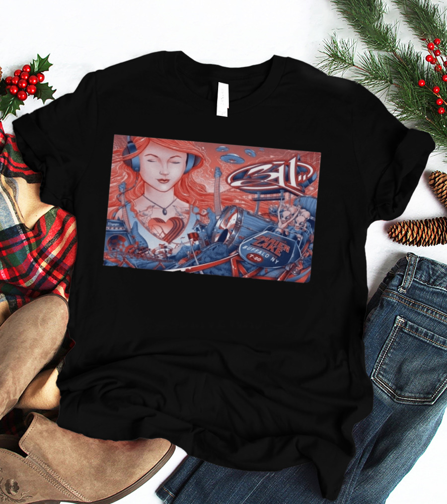 311 Darien Lake 7 20 Buffalo NY Art With Drum And Redhead Listening T-Shirt