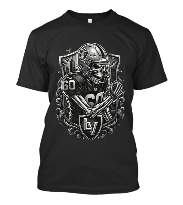 Las Vegas Raiders Skeleton Football Spirit Runs In My Blood T-Shirt