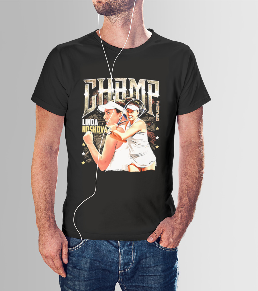 Linda Noskova Wimbledon 2026 Champ Bold Tennis Celebration T-Shirt