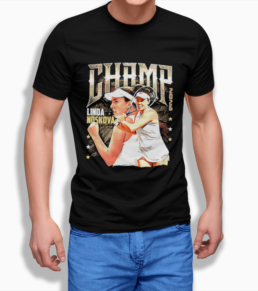 Linda Noskova Wimbledon 2026 Champ Bold Tennis Celebration T-Shirt