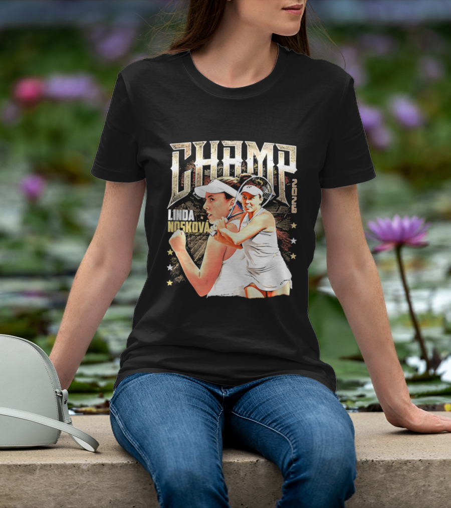 Linda Noskova Wimbledon 2026 Champ Bold Tennis Celebration T-Shirt