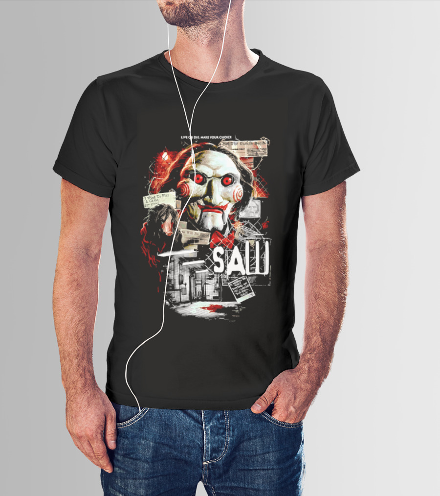 Live Or Die Make Your Choice Saw I Want To Play A Game Sometimes You See More With Your Eyes Shut X Marks The Spot T-Shirt