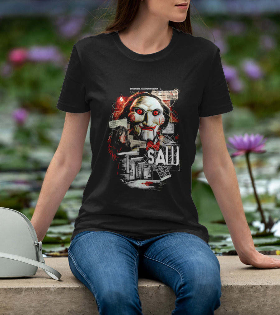 Live Or Die Make Your Choice Saw I Want To Play A Game Sometimes You See More With Your Eyes Shut X Marks The Spot T-Shirt