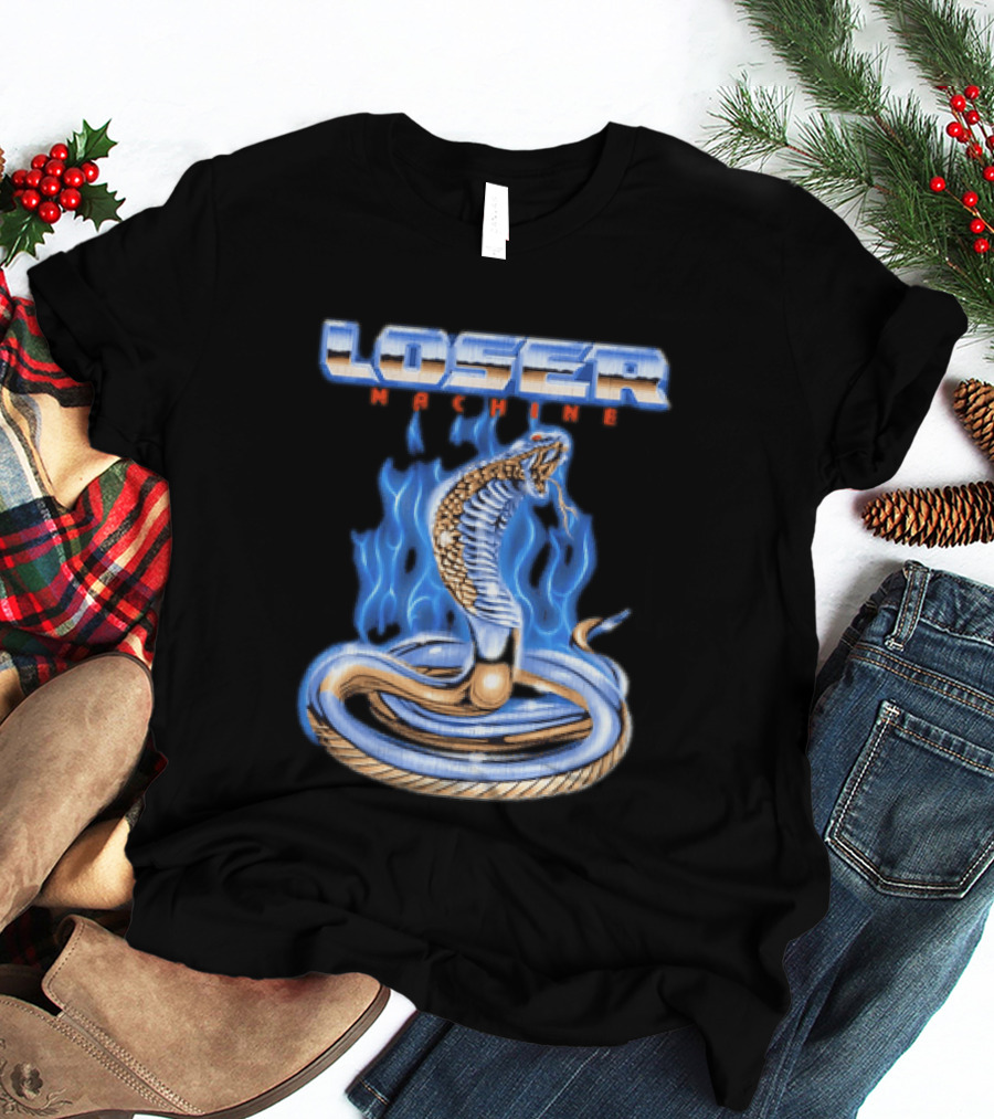 Loser Machine Cobra Flaming Blue Serpent Roaring Snake T-Shirt