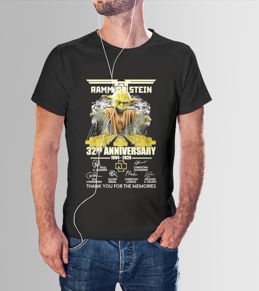 Rammstein 32Nd Anniversary 1994 2026 Thank You For The Memories Yoda Edition T-Shirt