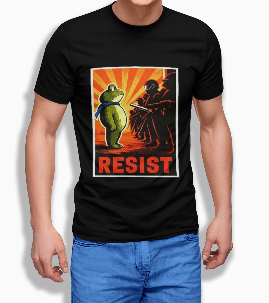 Resist Portland Frog 2025 Anti Fascism Protest Art With Frog And Riot Police T-Shirt