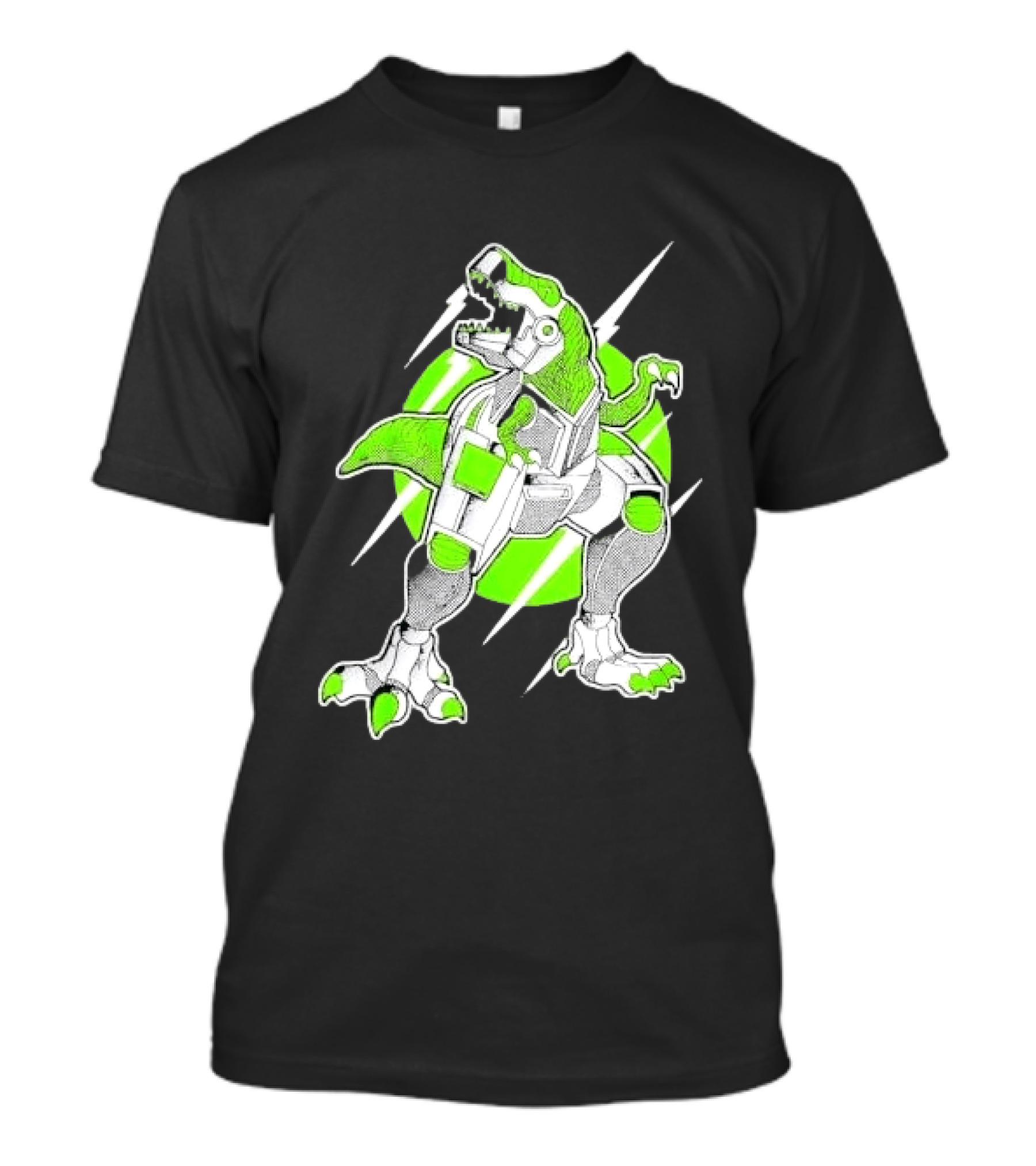 Robo Rex Neon Green Cybernetic Dinosaur Tech Science Fiction High Voltage T-Shirt