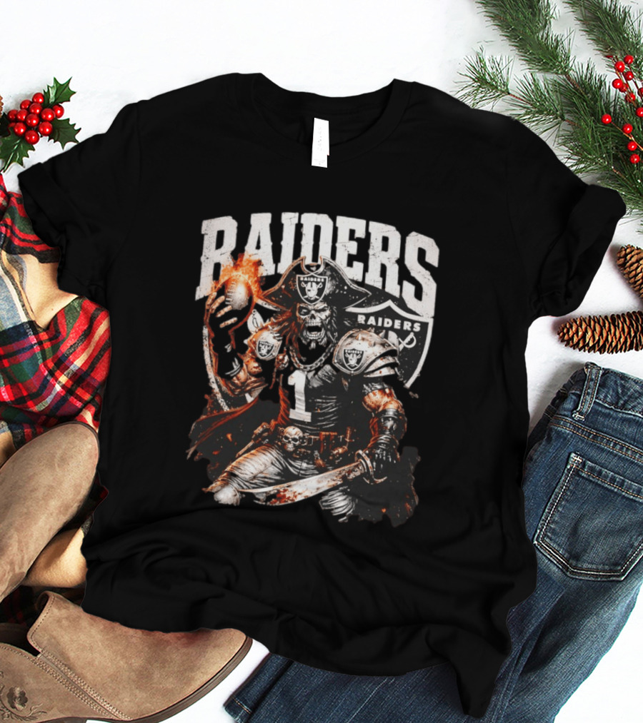 Las Vegas Raiders Skeleton Pirate Football 2026 T-Shirt