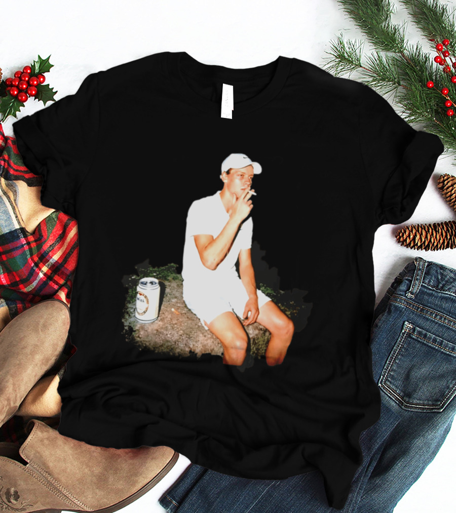 Wimbledon 2026 Men's Singles Italy Jannik Sinner Smoking With Beer T-Shirt