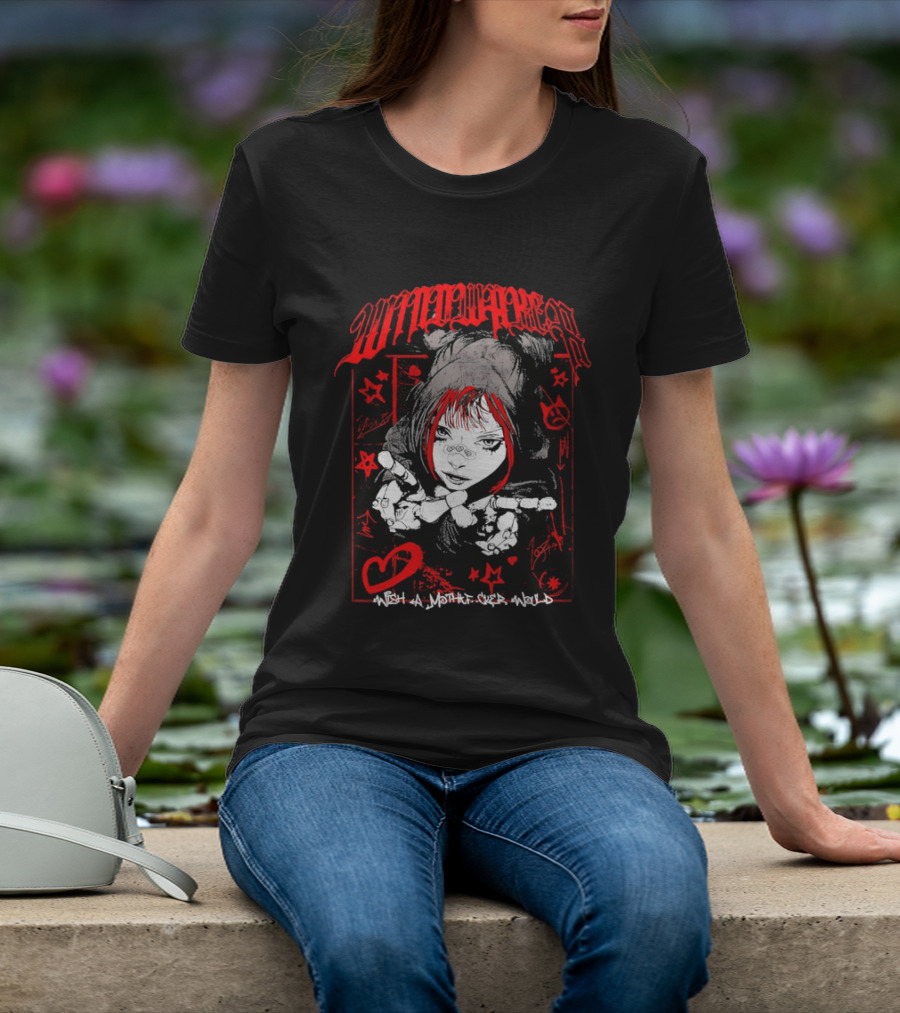 Windwaker Wish A Mfer Would Red And Black Graphic With Stars And Peace T-Shirt