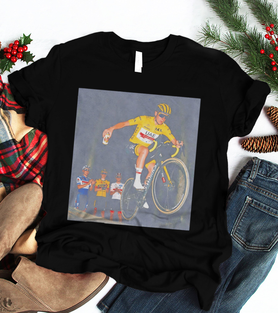 Tadej Pogačar UAE Emirates Cycling Team With Beer Can Stunt T-Shirt