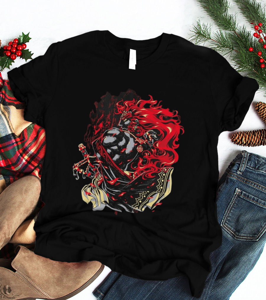 The Legend Of Zelda The Devourer Of Tomorrow Flamboyant Musketeer Warrior With Cape And Fiery Red Hair T-Shirt