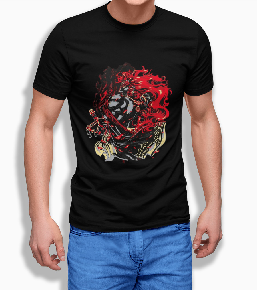 The Legend Of Zelda The Devourer Of Tomorrow Flamboyant Musketeer Warrior With Cape And Fiery Red Hair T-Shirt