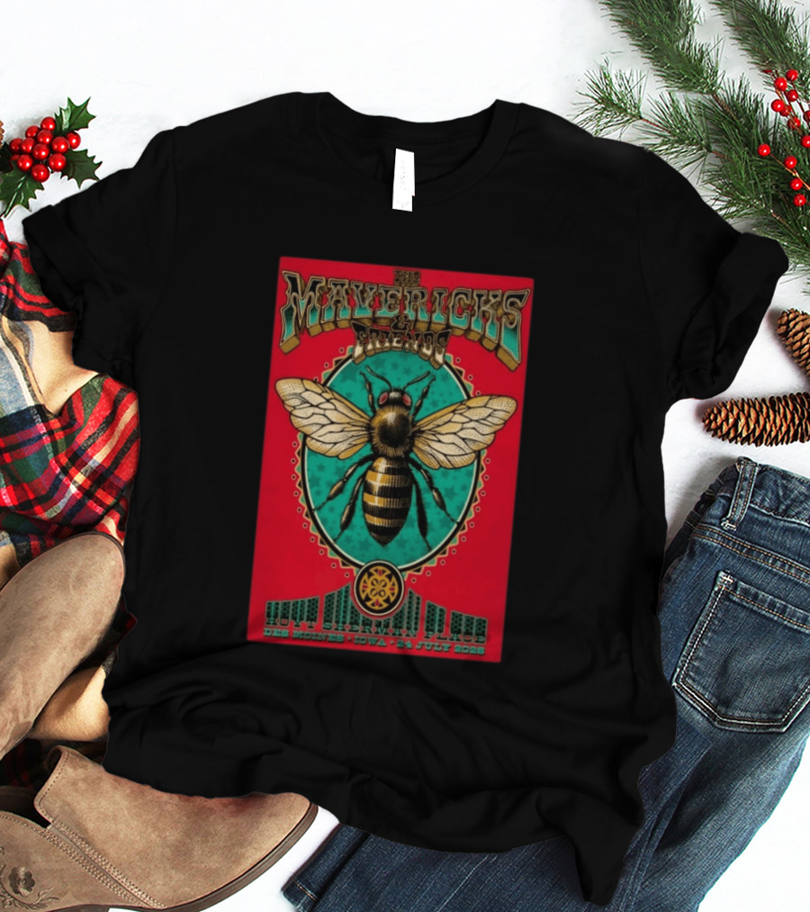 The Mavericks And Friends Hoyt Sherman Place Des Moines Iowa July 24 2026 Vintage Concert With Bee Image T-Shirt