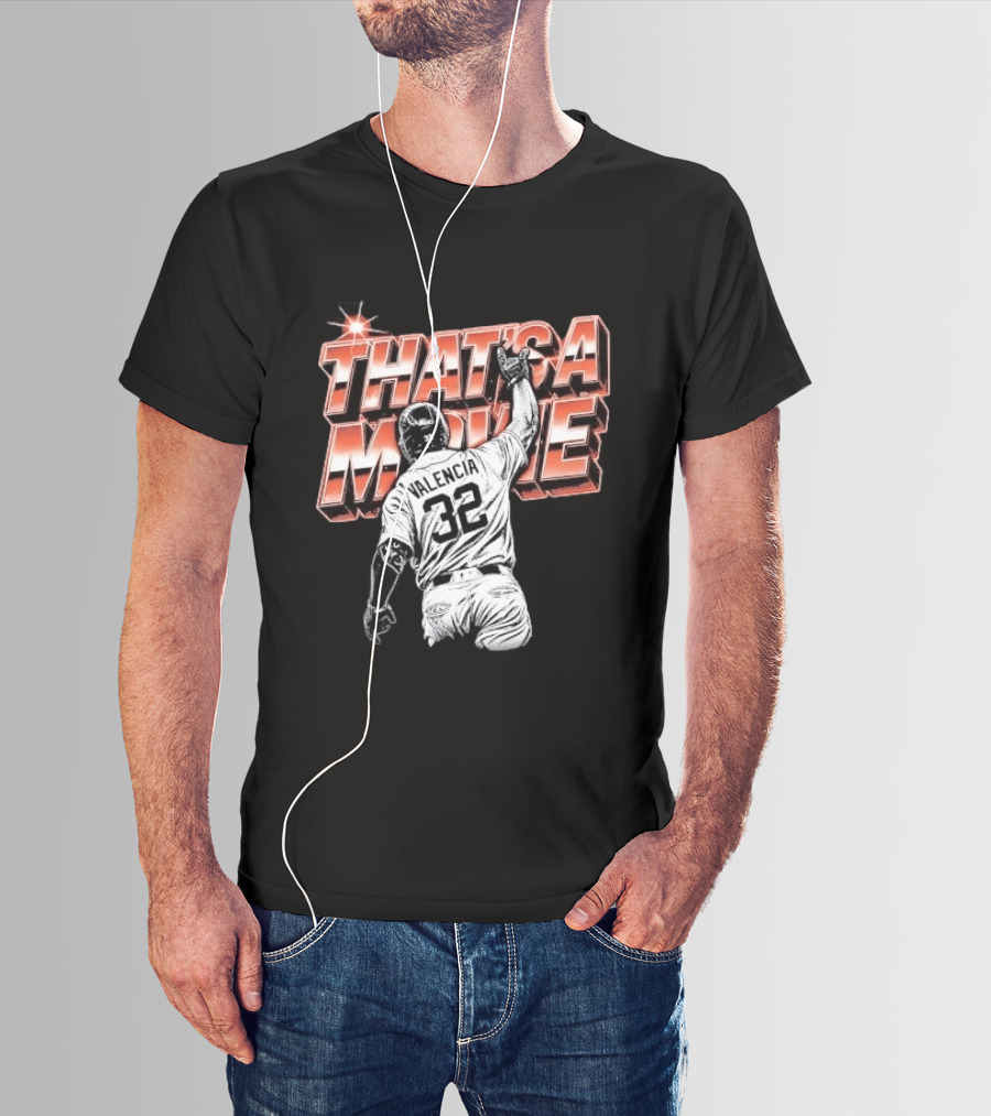 Valencia That's A Movie Baseball Iconic Pose 32 Pointing Skyward T-Shirt