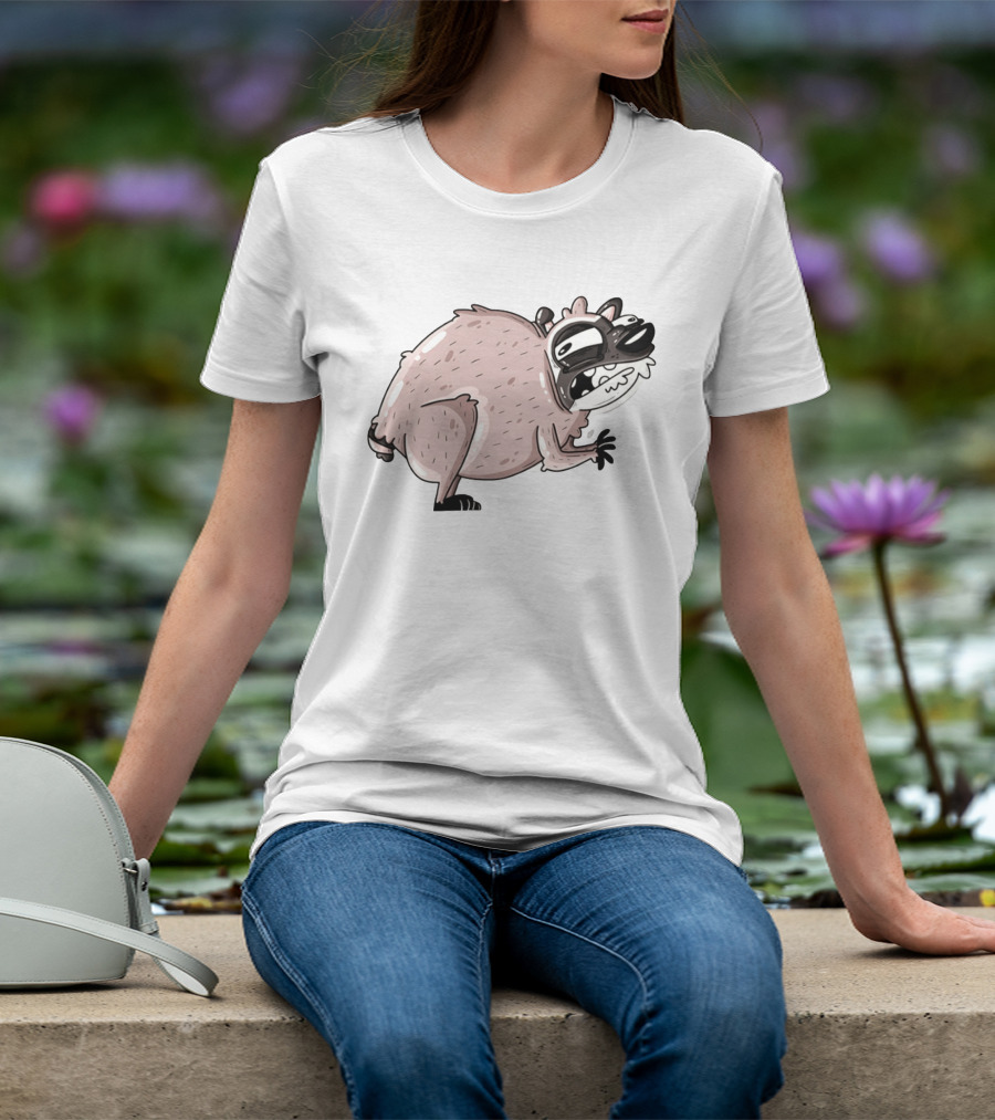 Jimothy Cartoon Raccoon Sticker T-Shirt