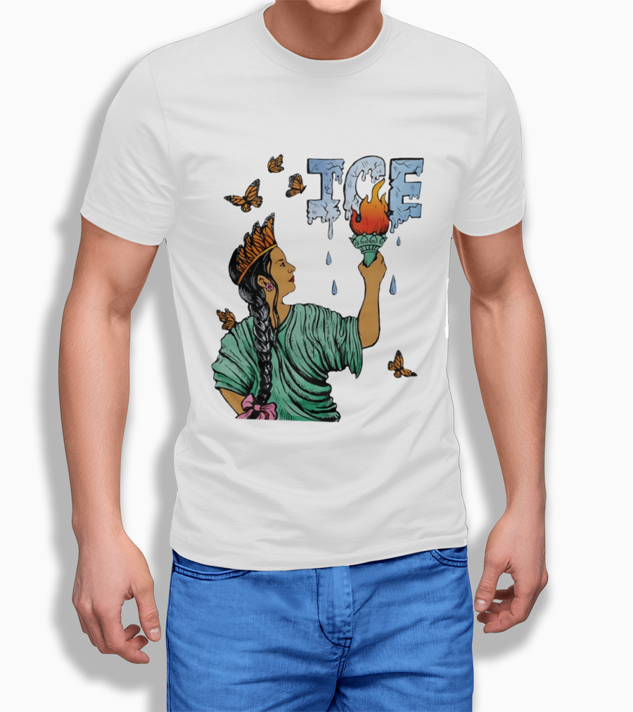Liberty ICE Melt Activism With Monarch Butterflies And Torch Symbolism T-Shirt