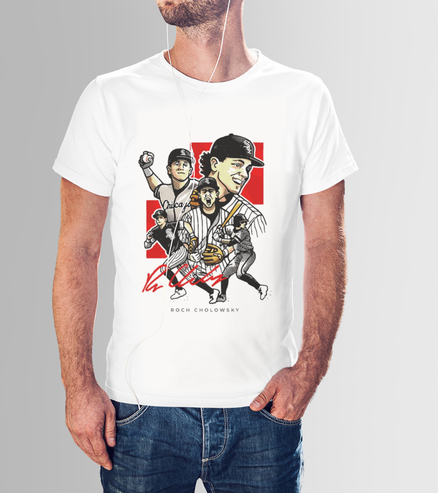 Roch Cholowsky Chicago White Sox Player Artwork Collage T-Shirt