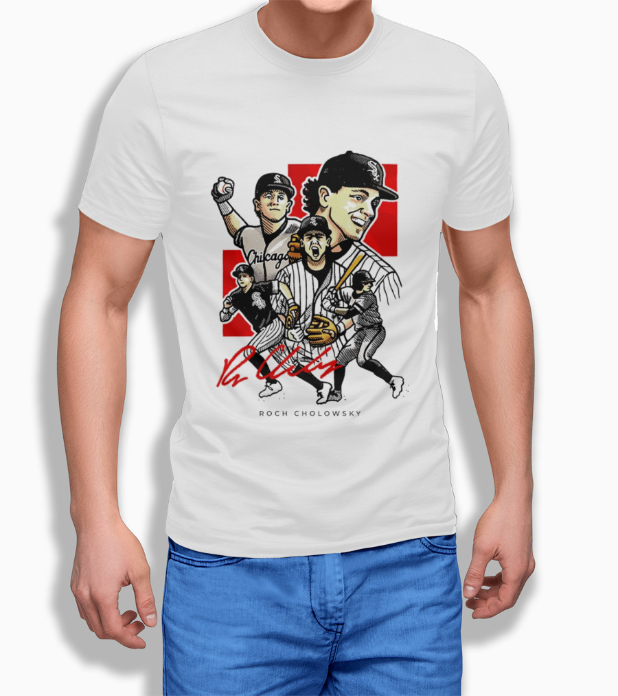 Roch Cholowsky Chicago White Sox Player Artwork Collage T-Shirt