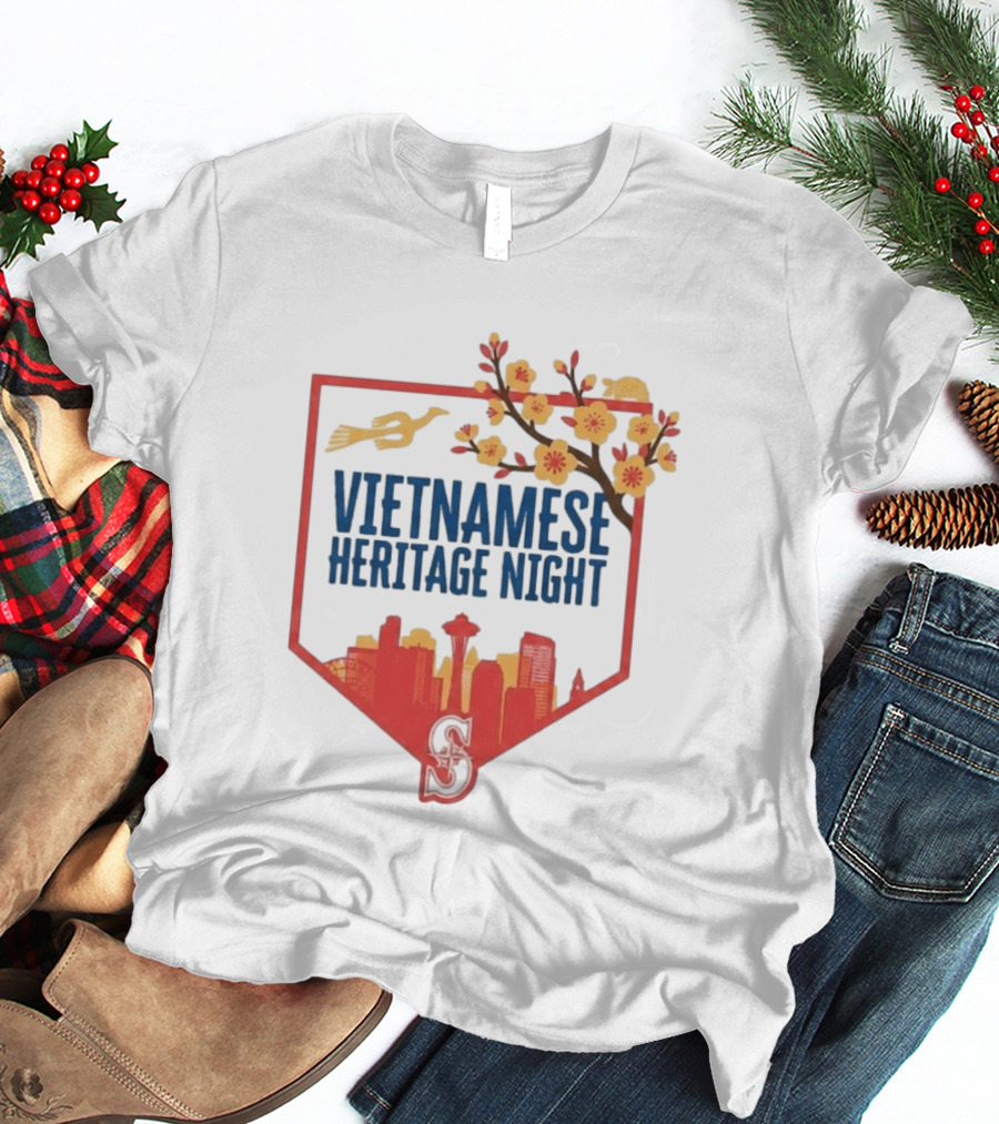 Seattle Mariners Vietnamese Heritage Night Blossom Skyline Celebration T-Shirt