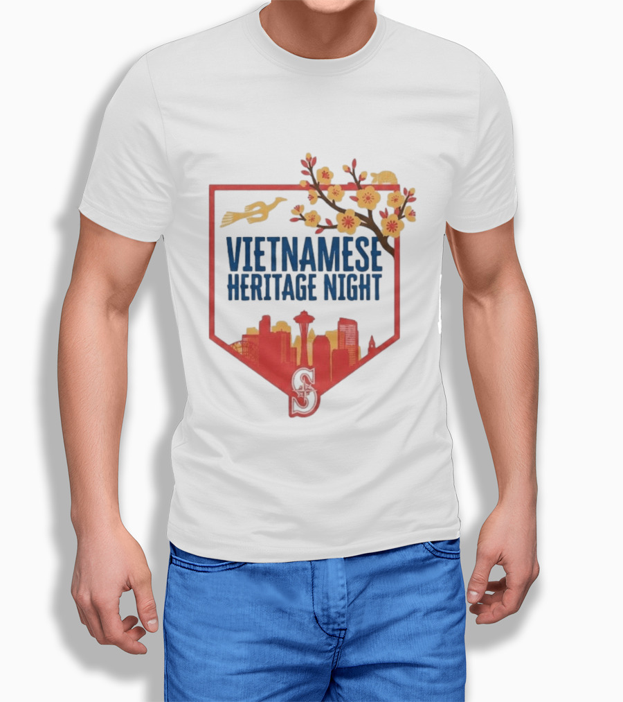 Seattle Mariners Vietnamese Heritage Night Blossom Skyline Celebration T-Shirt
