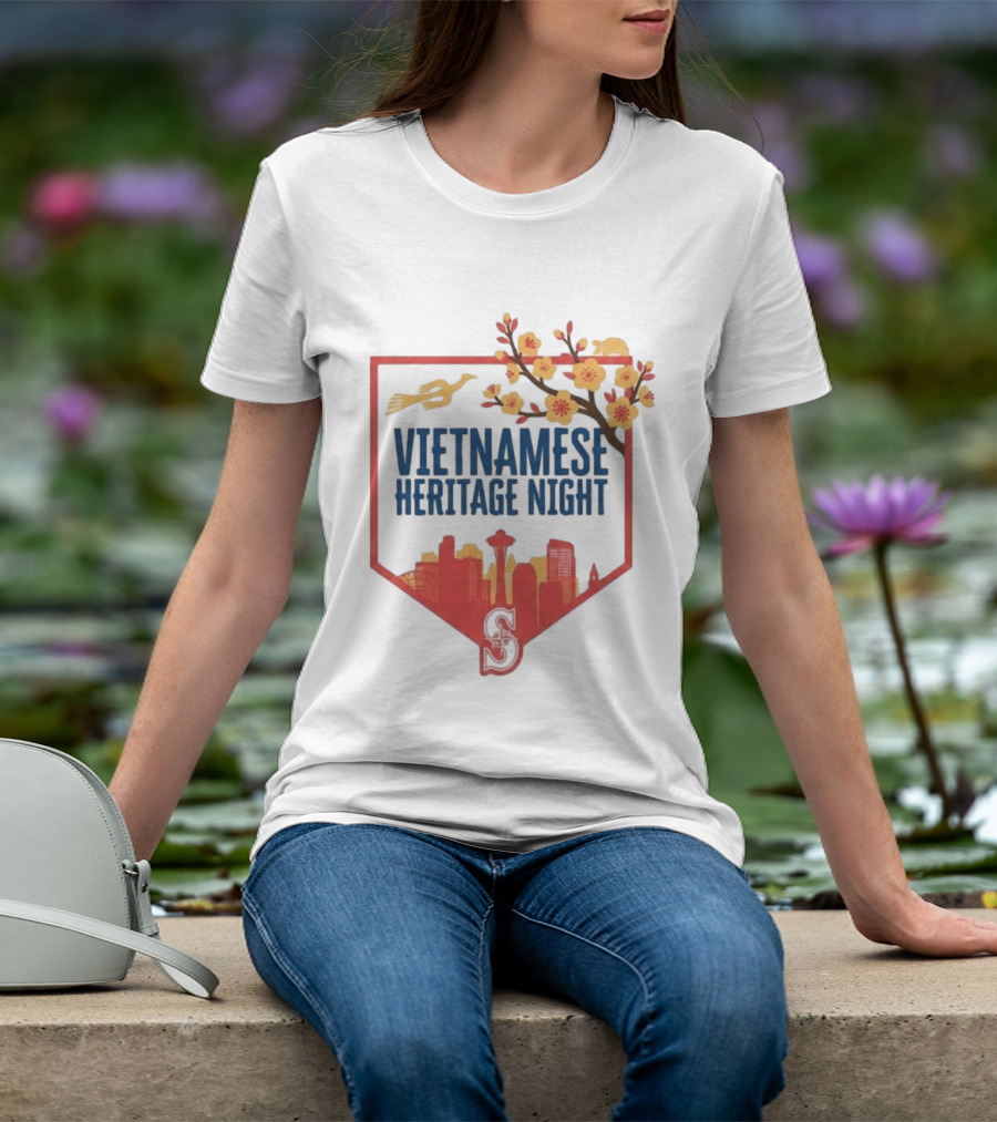 Seattle Mariners Vietnamese Heritage Night Blossom Skyline Celebration T-Shirt