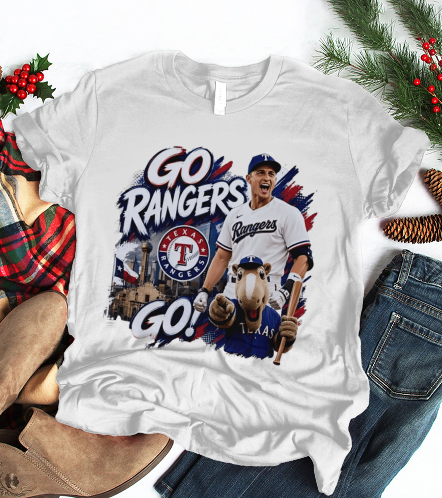 Go Rangers Texas Rangers Baseball Team Spirit Celebration T-Shirt