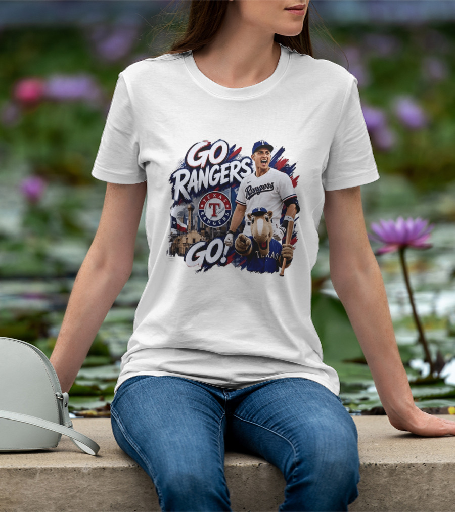 Go Rangers Texas Rangers Baseball Team Spirit Celebration T-Shirt