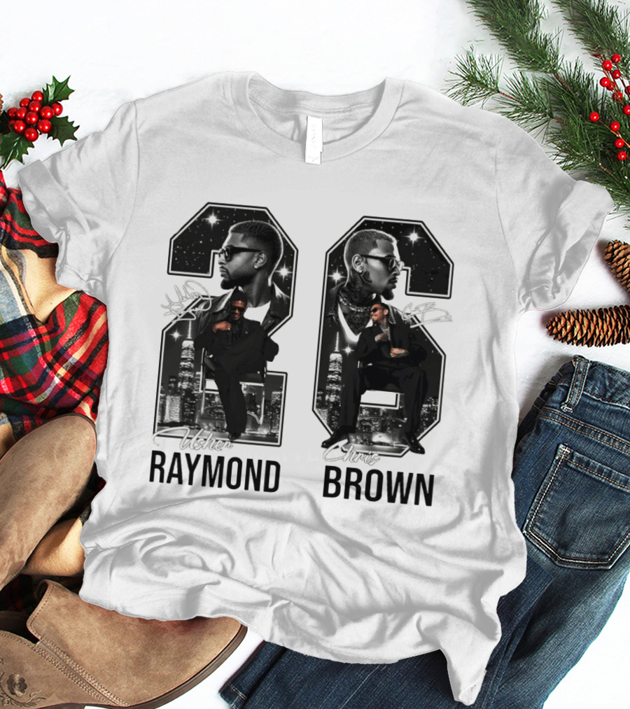 Usher Raymond Chris Brown 26 R And B Tour Usher Chris Brown Signatures T-Shirt