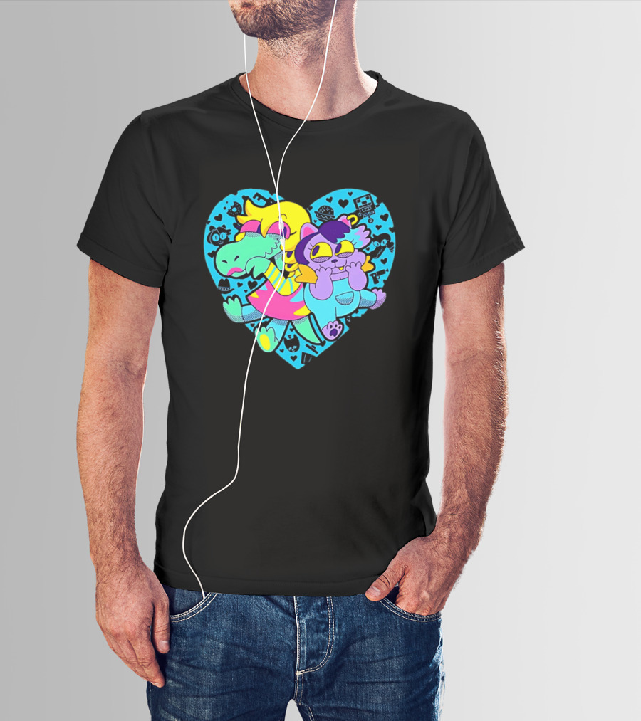 Alphys Mew Mew Heart Art Colorful Character Pair T-Shirt