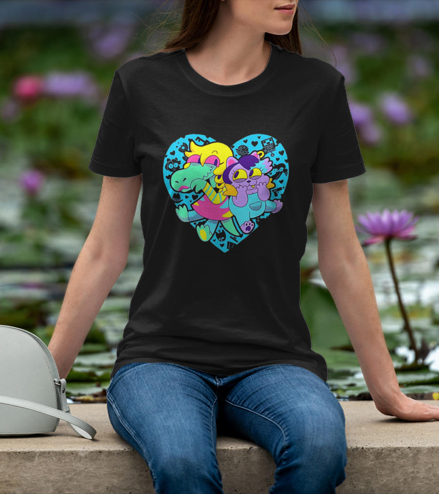 Alphys Mew Mew Heart Art Colorful Character Pair T-Shirt