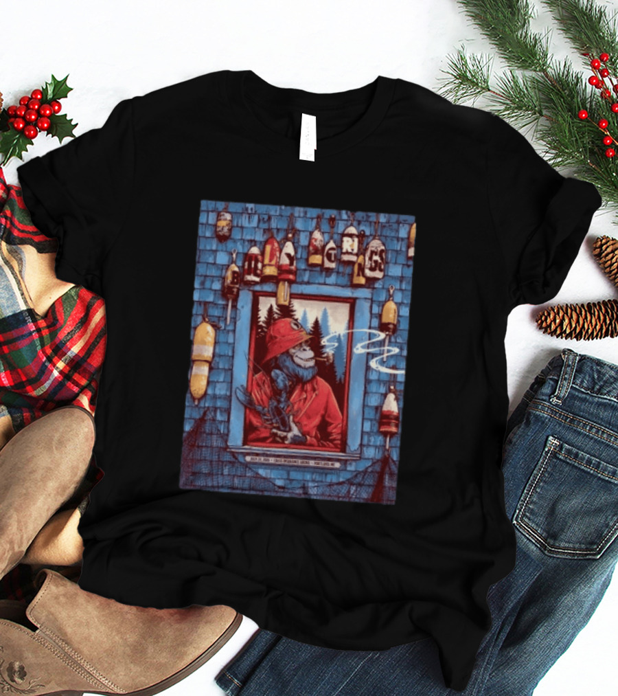 Billy Strings Portland ME 2026 Night 1 July 24 Event By Dan Dippel At Cross Insurance Arena Featuring Lobster Fisherman Monkey T-Shirt