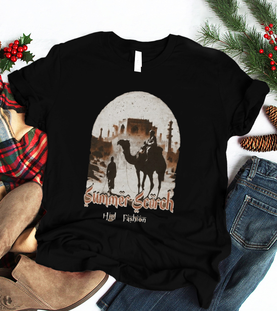 Summer Scorch High Fashion Camel Caravan Desert Scene T-Shirt