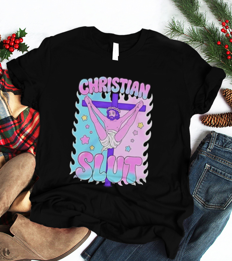 Christian Slut Teen Hearts Jesus Splits Meme T-Shirt