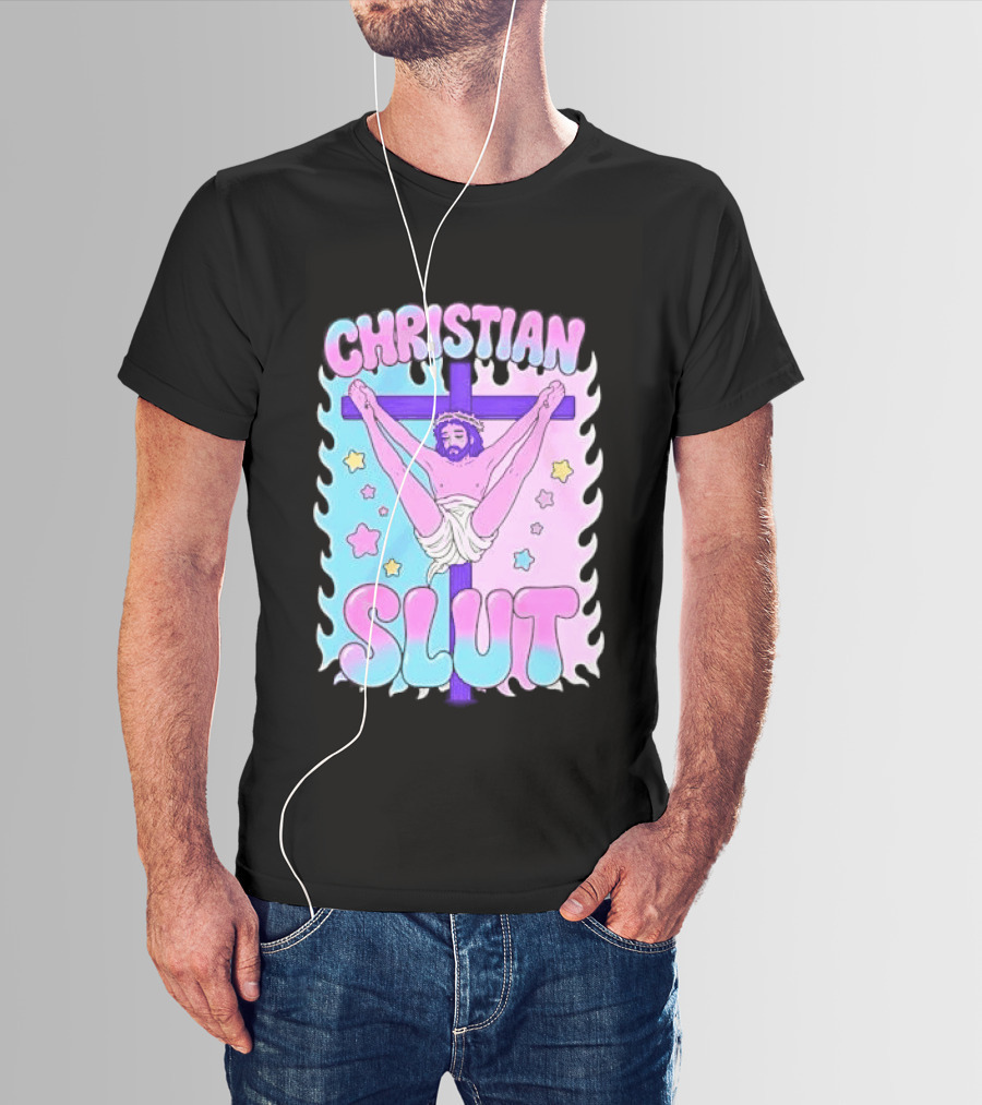 Christian Slut Teen Hearts Jesus Splits Meme T-Shirt
