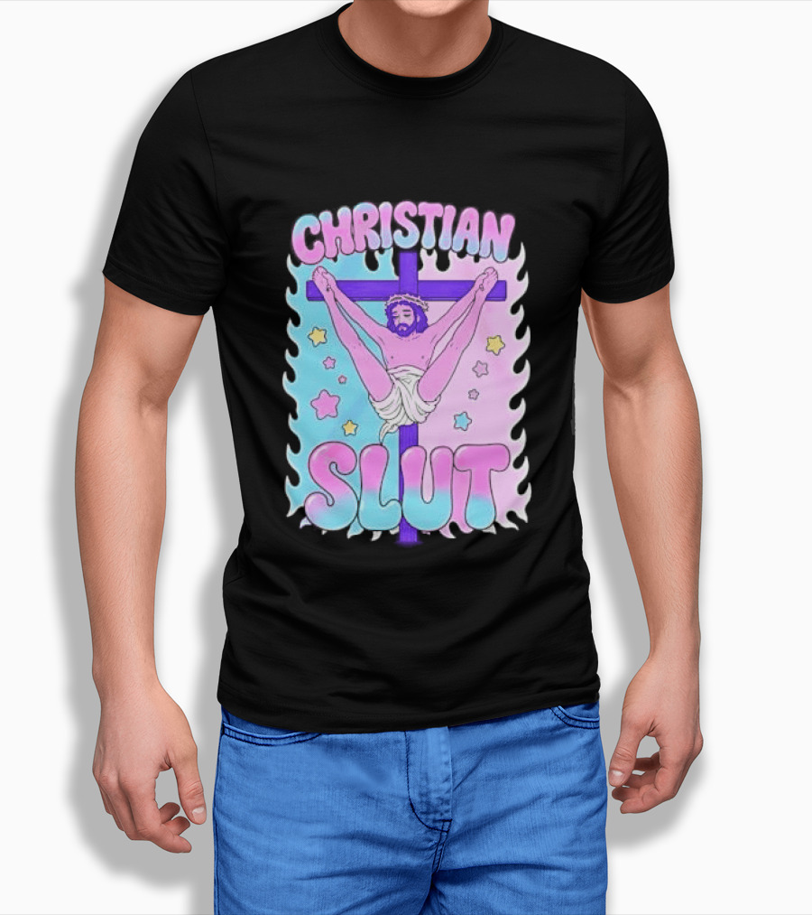 Christian Slut Teen Hearts Jesus Splits Meme T-Shirt