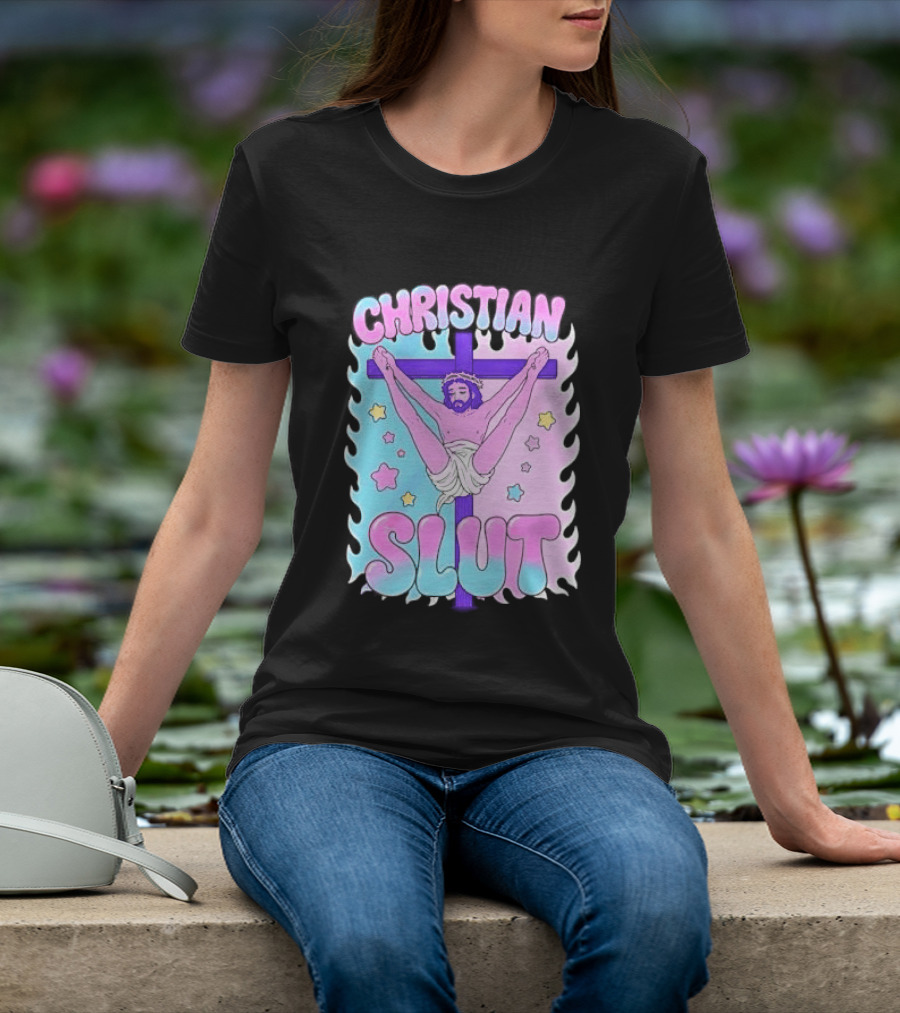 Christian Slut Teen Hearts Jesus Splits Meme T-Shirt