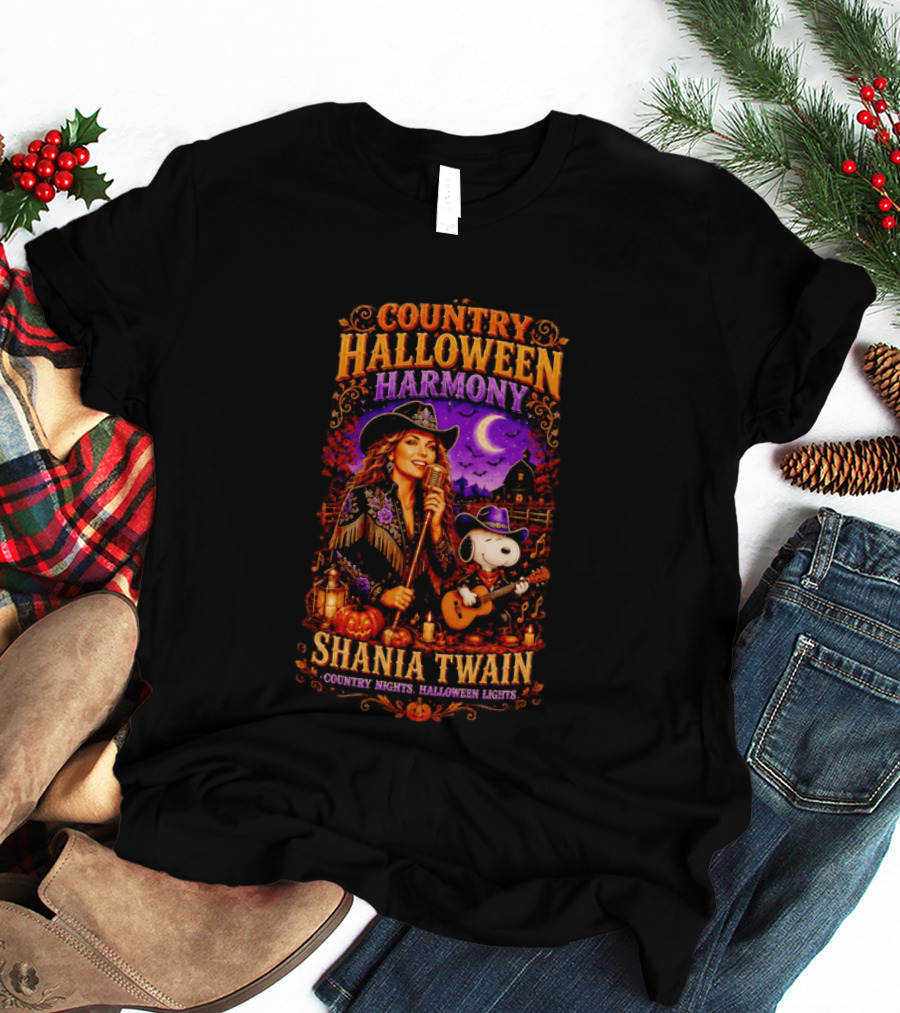Country Halloween Harmony Shania Twain Snoopy Country Nights Halloween Lights T-Shirt