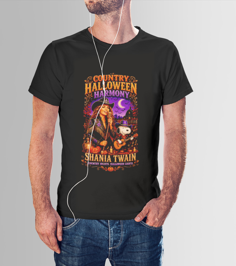 Country Halloween Harmony Shania Twain Snoopy Country Nights Halloween Lights T-Shirt
