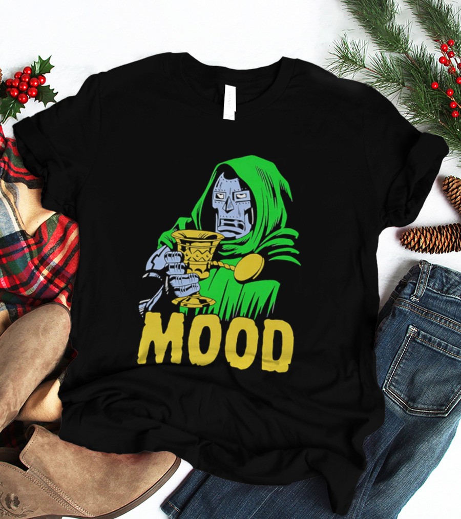 Doom Mood Green Cloaked Character Holding Goblet T-Shirt