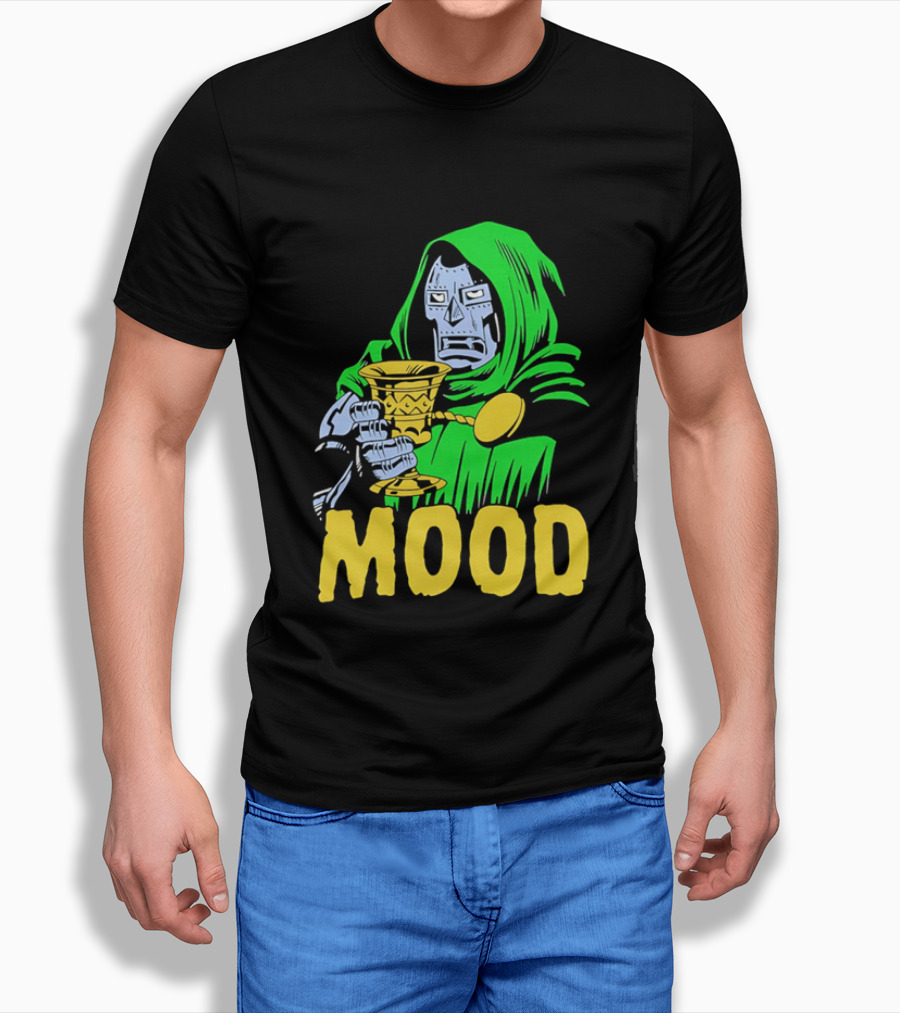 Doom Mood Green Cloaked Character Holding Goblet T-Shirt