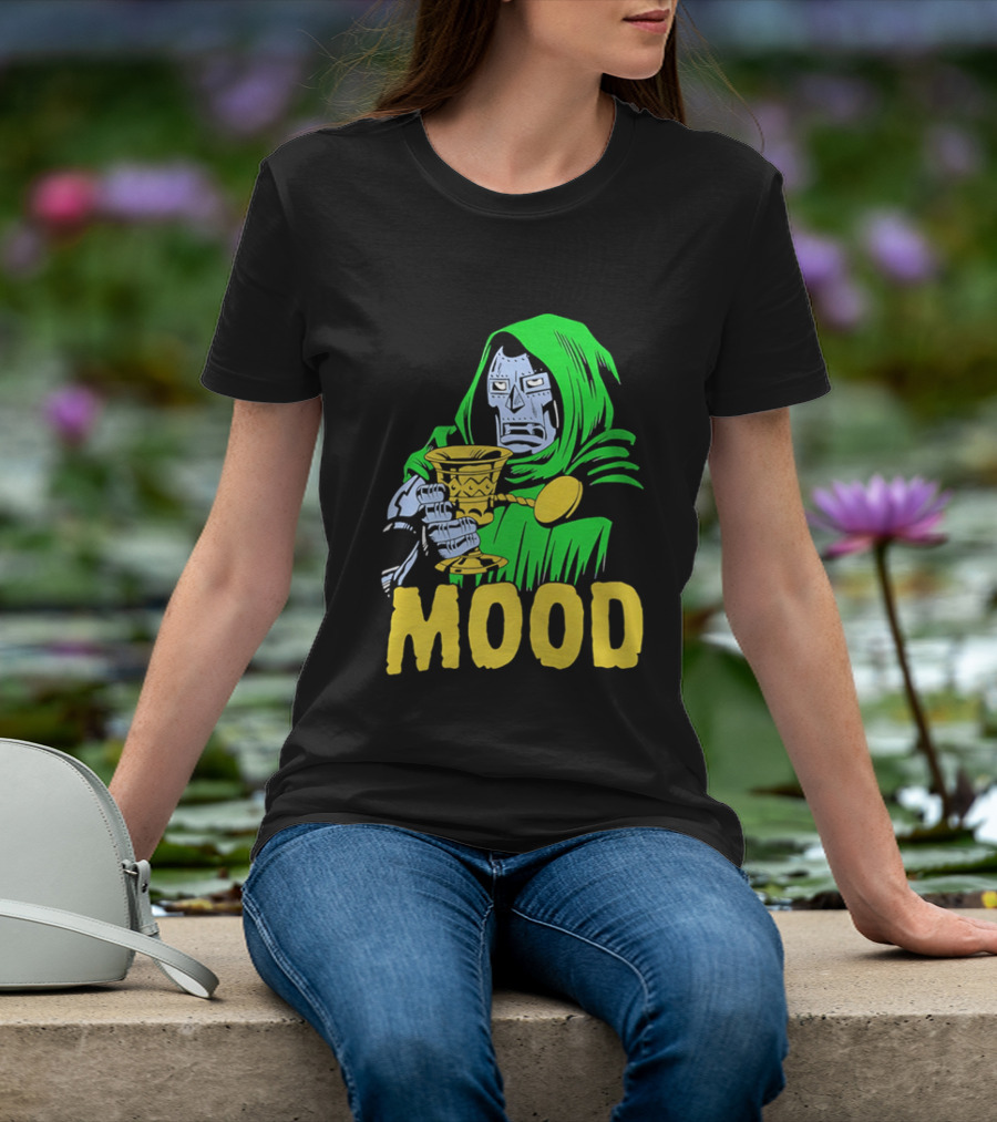 Doom Mood Green Cloaked Character Holding Goblet T-Shirt