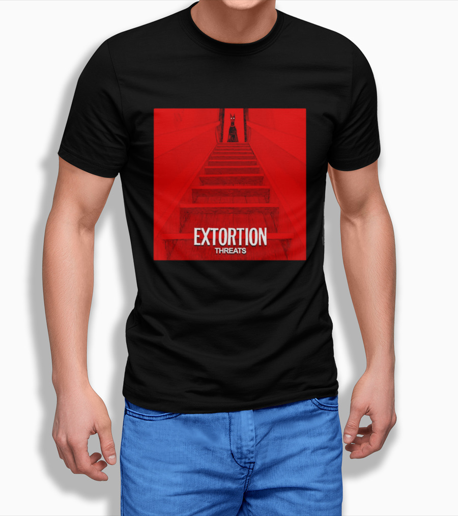 Extortion Threats Dark Stairs Red Scene T-Shirt