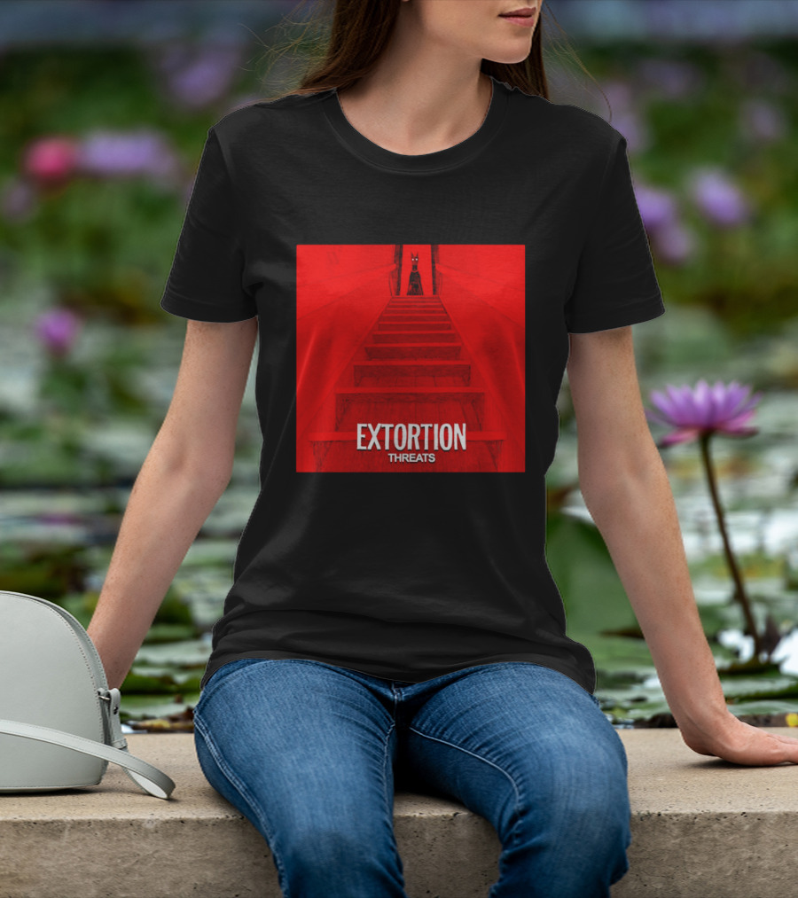 Extortion Threats Dark Stairs Red Scene T-Shirt