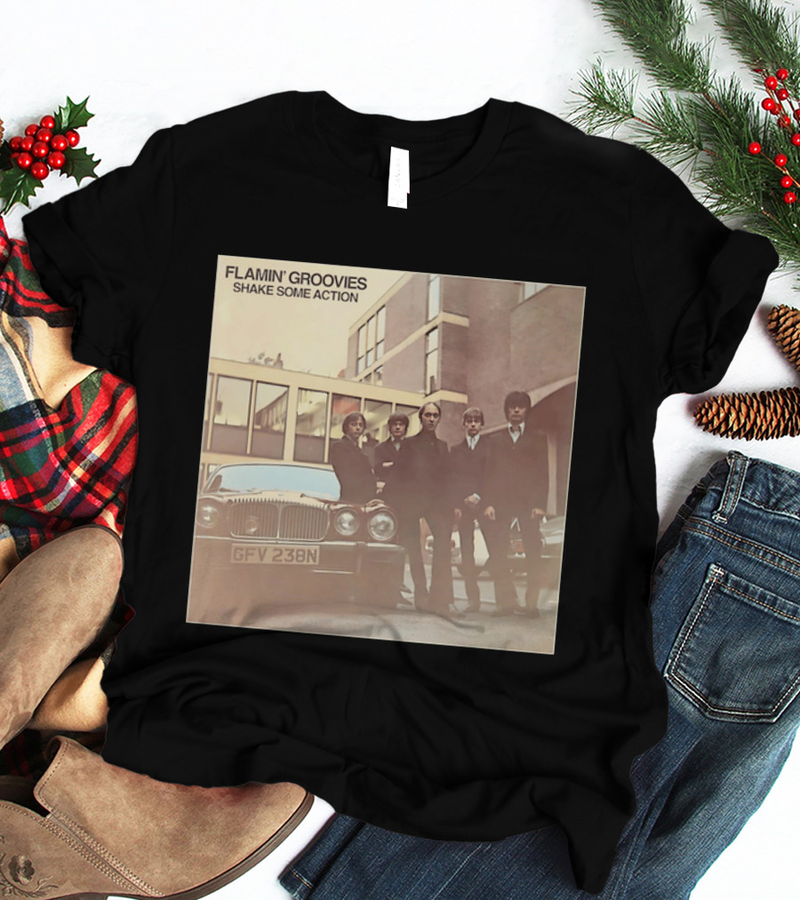 Flamin' Groovies Shake Some Action 50th Anniversary Album Cover Retro Car Scene T-Shirt