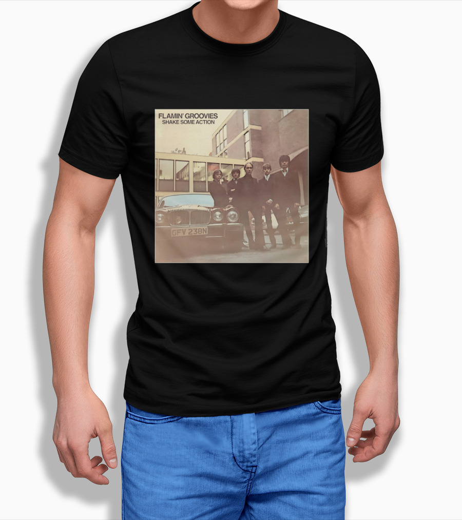 Flamin' Groovies Shake Some Action 50th Anniversary Album Cover Retro Car Scene T-Shirt