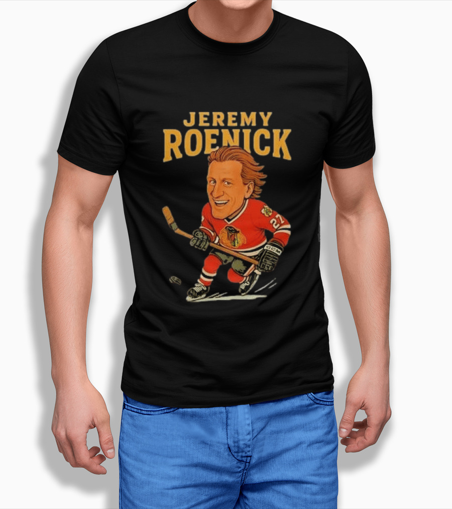 Jeremy Roenick Caricature Chicago Blackhawks Legendary Hockey Star T-Shirt