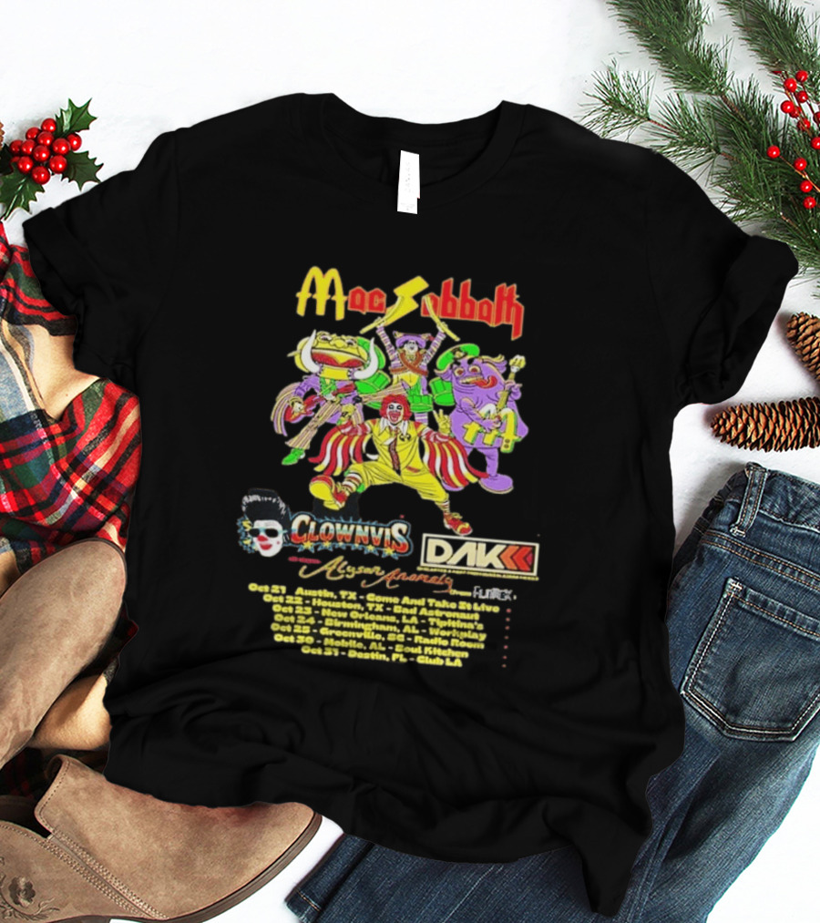 Mac Sabbath Fall 2026 US Tour Clownvis Live Austin Houston Destin FL Oct 21 31 T-Shirt