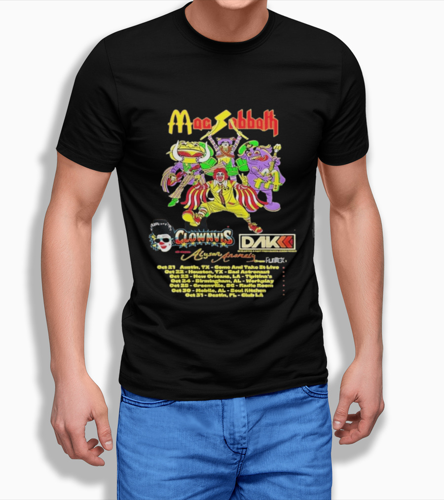 Mac Sabbath Fall 2026 US Tour Clownvis Live Austin Houston Destin FL Oct 21 31 T-Shirt