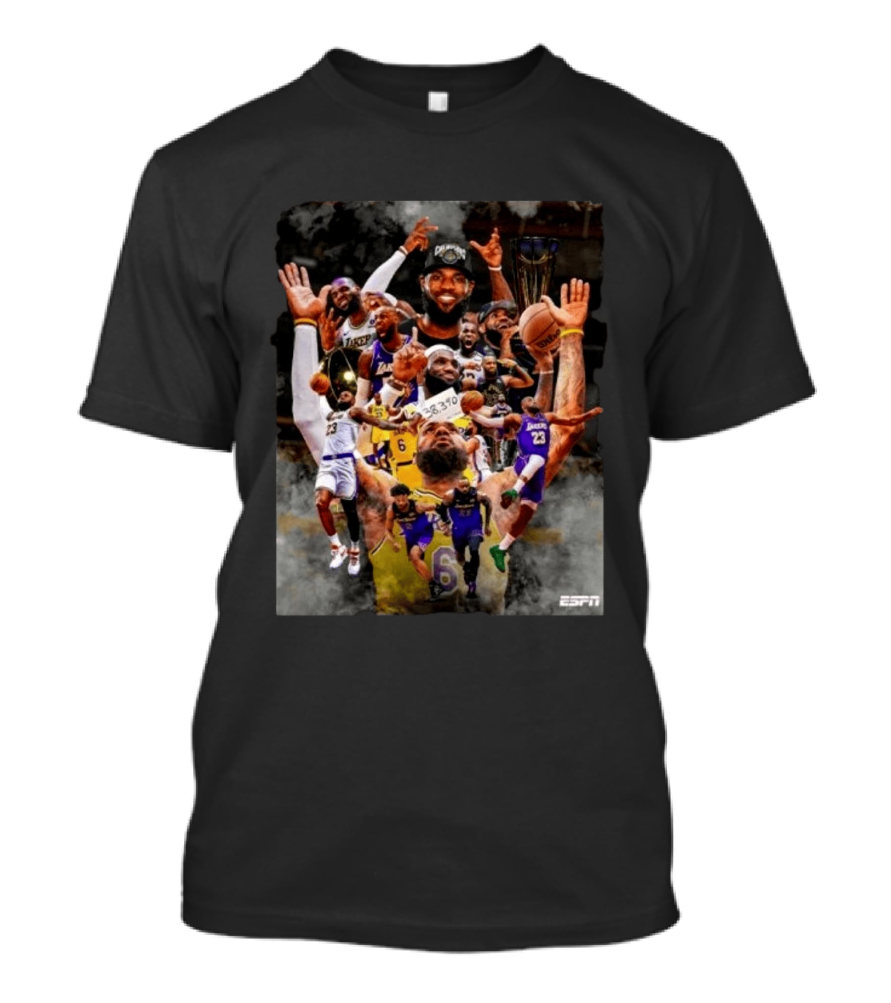 LeBron James Los Angeles Lakers ESPN Championship Highlights And Career Achievements T-Shirt